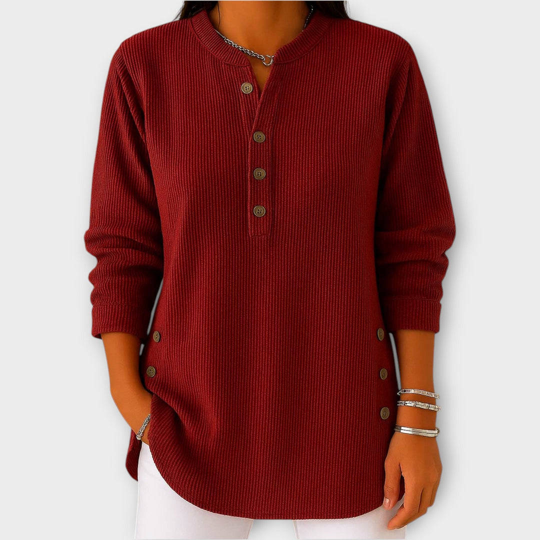 Timeless Knit Top with Button Accents