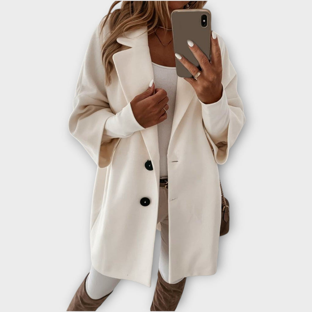 Sleek Minimalist Wool Blend Overcoat