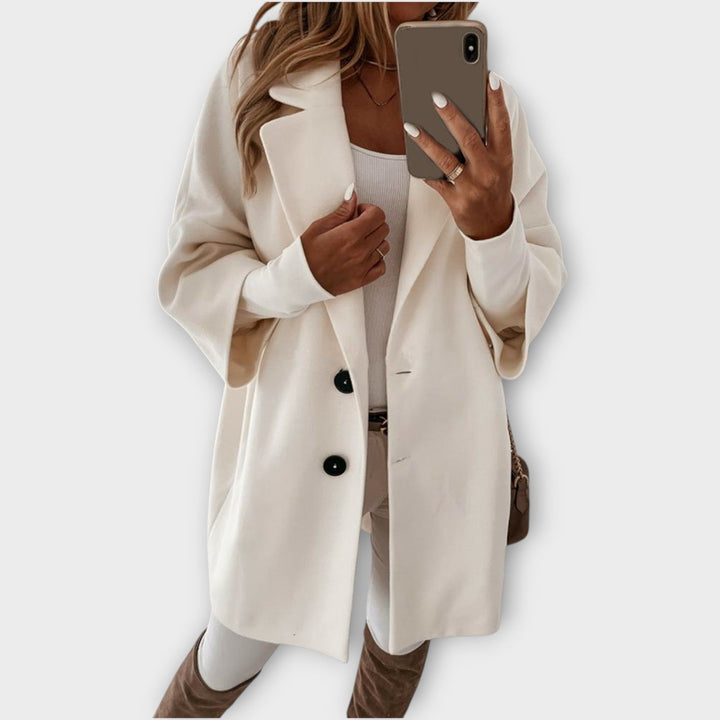 Sleek Minimalist Wool Blend Overcoat