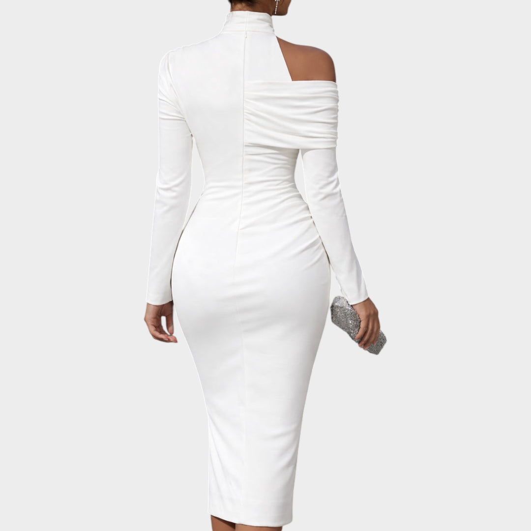 Sculpted Elegance Off-Shoulder Dress