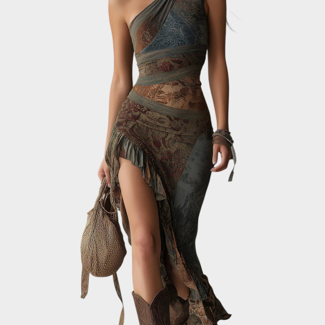 Boho One-Shoulder Asymmetric Dress