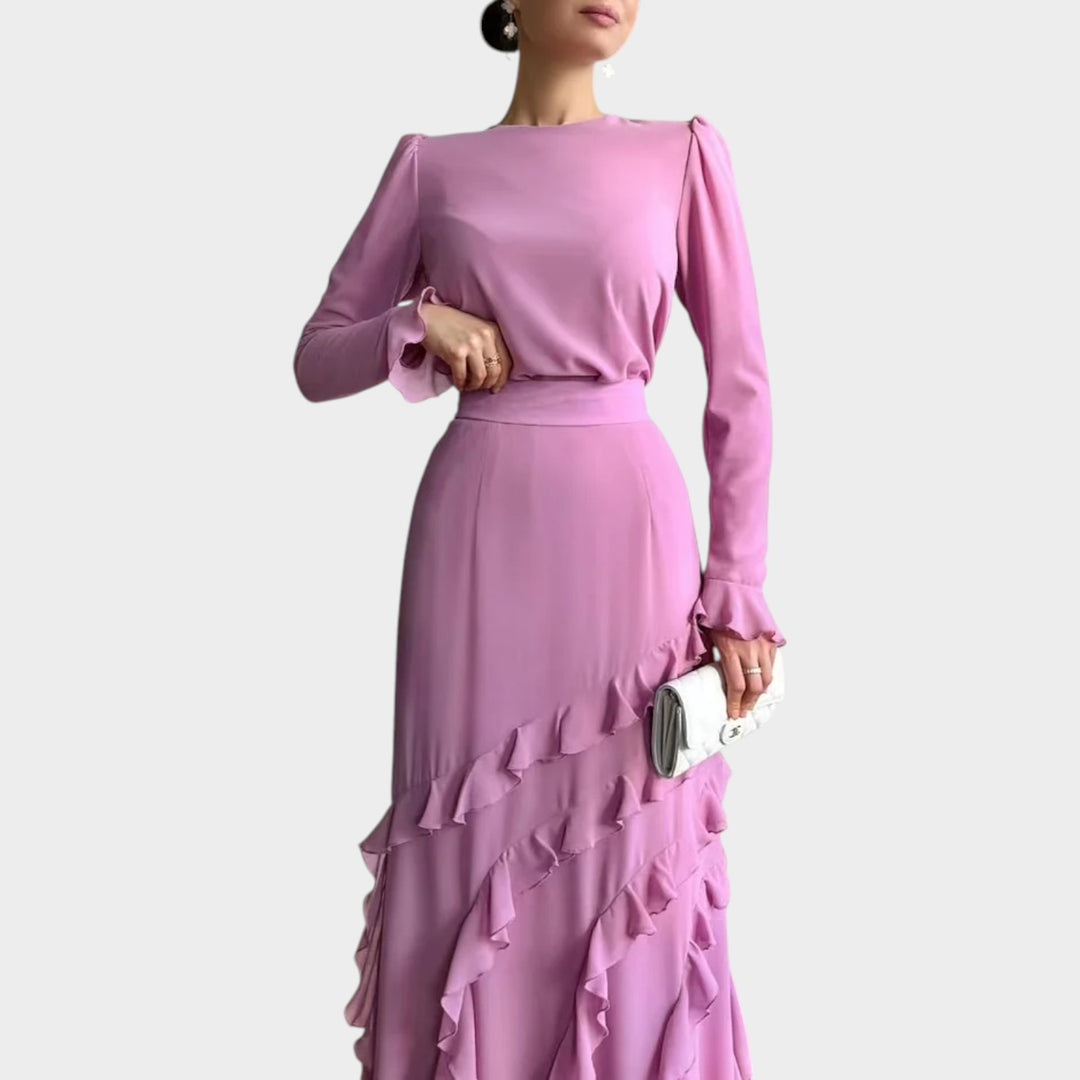 Elegant Ruffle Evening Gown