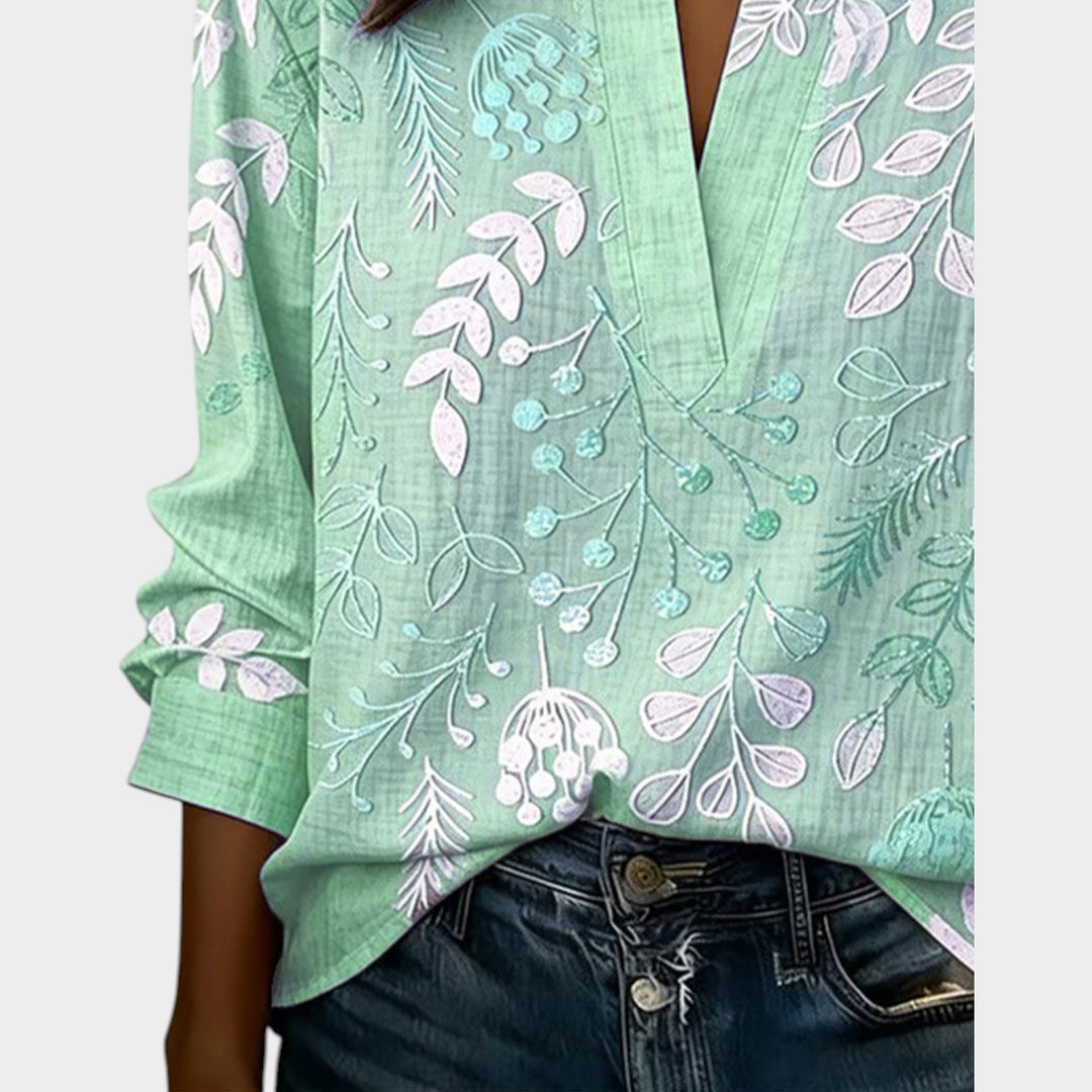 Botanical Print Relaxed Blouse