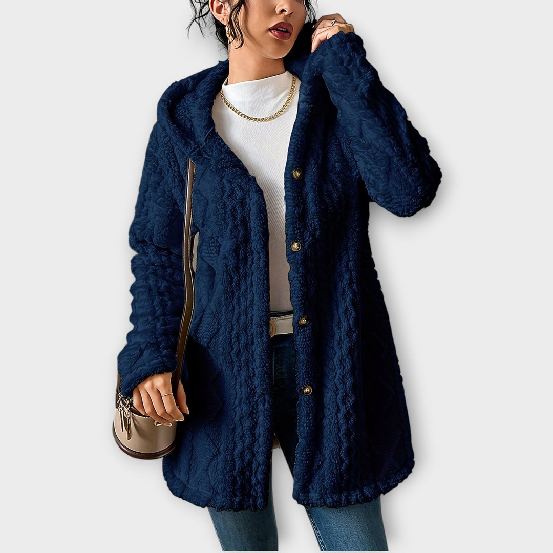 Warm and Textured Hooded Winter Coat