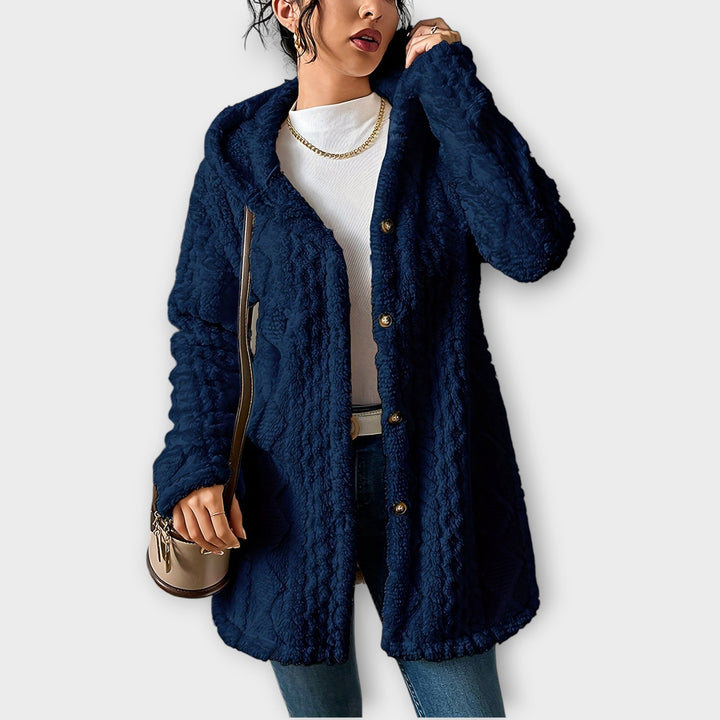 Warm and Textured Hooded Winter Coat