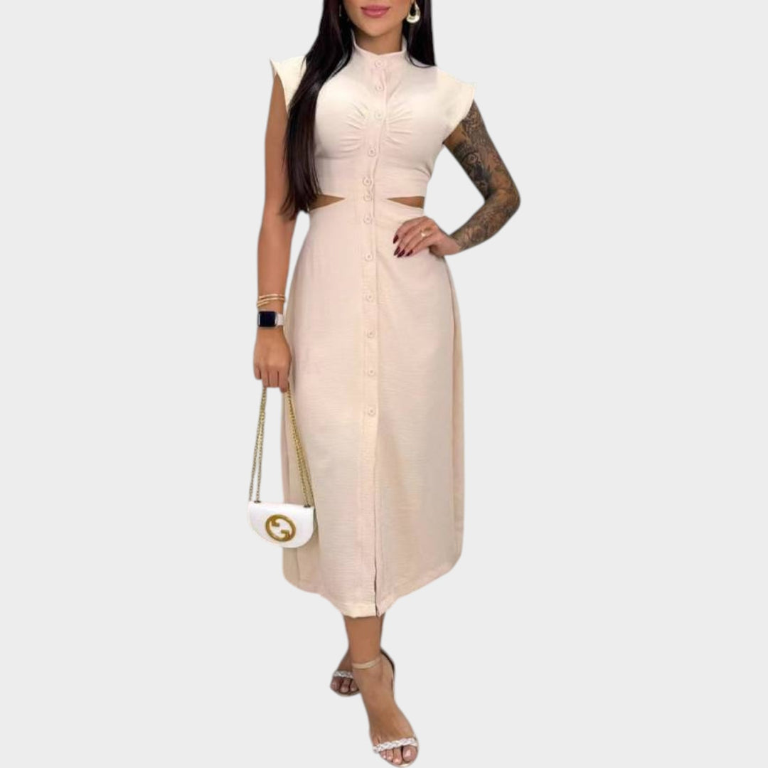Chic Button-Down Cutout Dress
