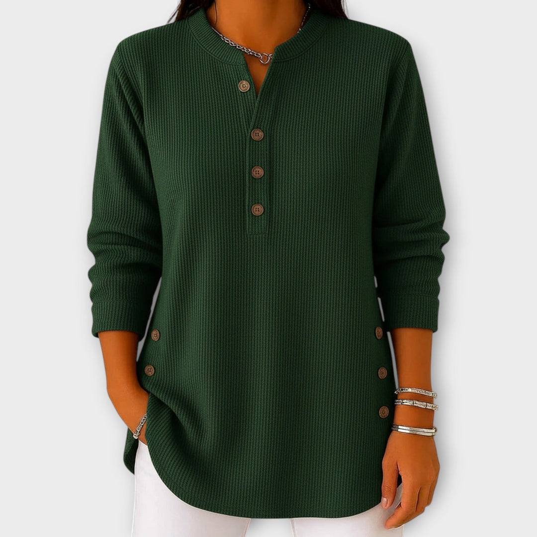 Timeless Knit Top with Button Accents