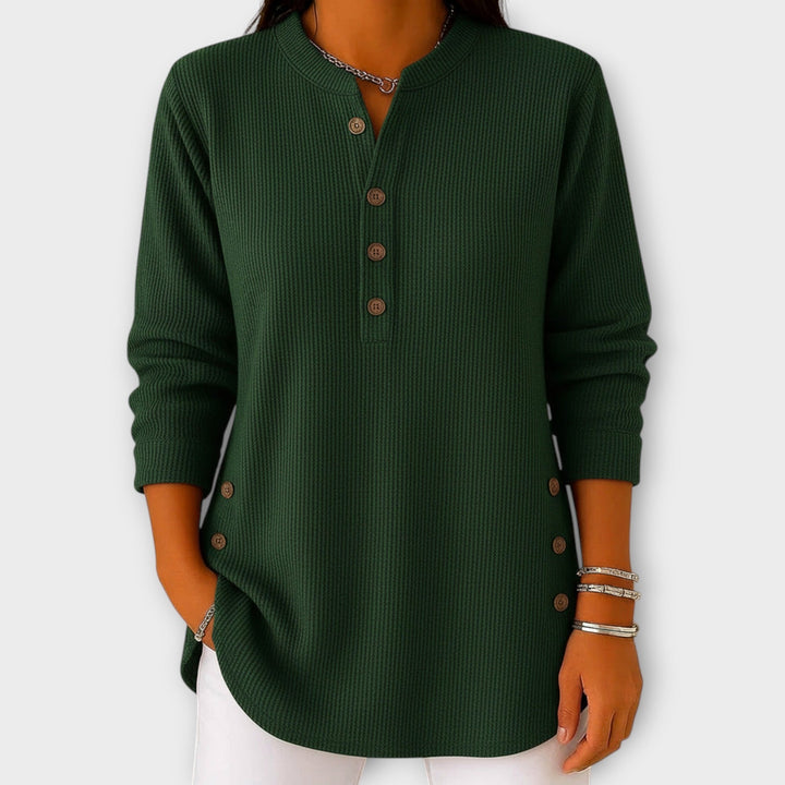 Timeless Knit Top with Button Accents