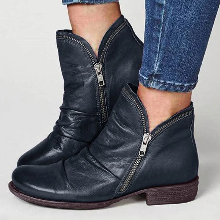 Ankle Boots with Zipper Accents