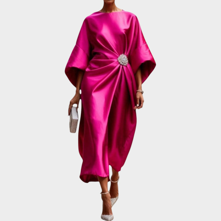 Draped Satin Statement Dress
