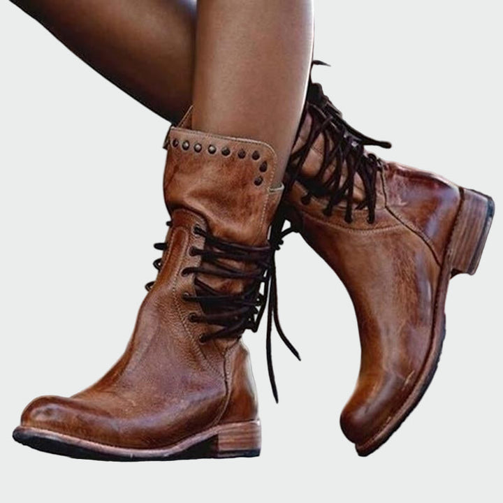 Laced Leather Ankle Boots