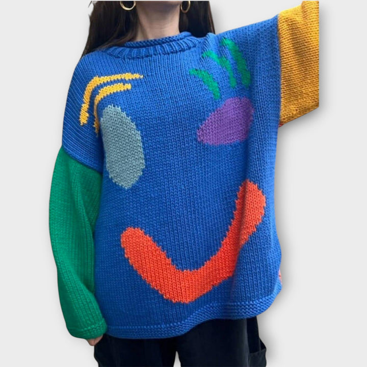 Artisan Knit Sweater with Abstract Design