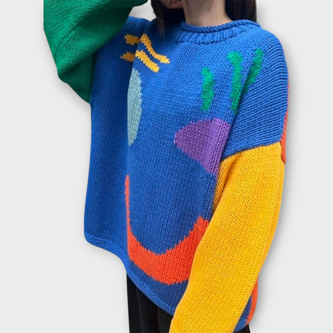 Artisan Knit Sweater with Abstract Design