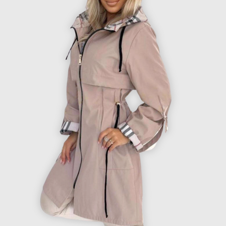Chic Hooded Mid-Length Trench Coat