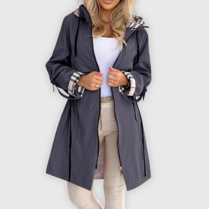 Chic Hooded Mid-Length Trench Coat