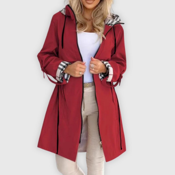 Chic Hooded Mid-Length Trench Coat