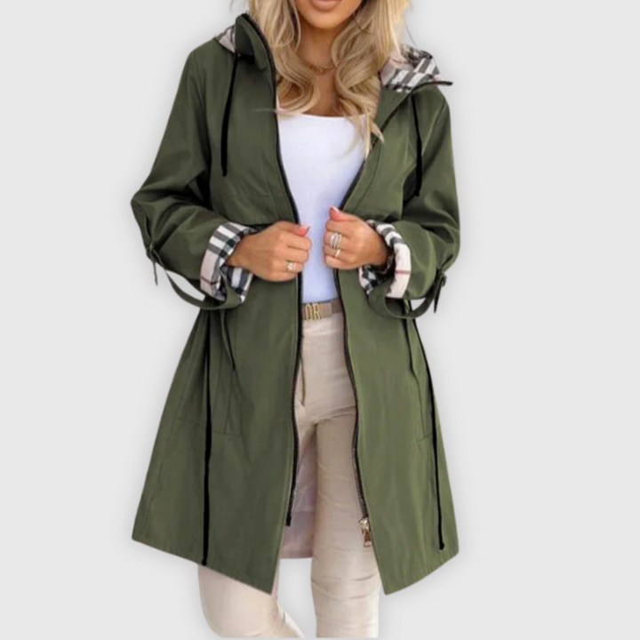 Chic Hooded Mid-Length Trench Coat