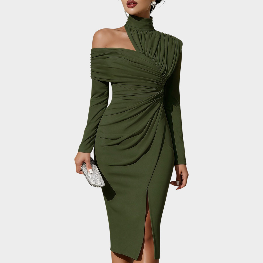 Sculpted Elegance Off-Shoulder Dress