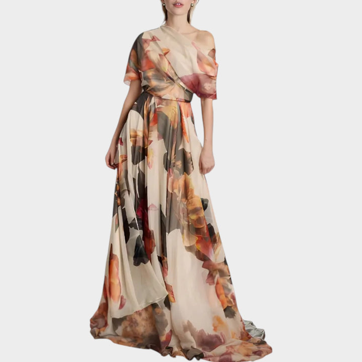 Elegant One-Shoulder Flowing Maxi Dress