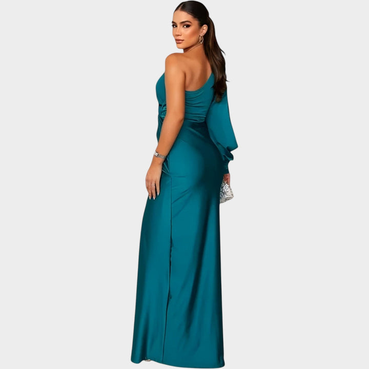 One-Shoulder Satin Evening Gown