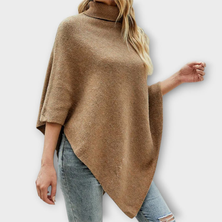 Cozy Knit Poncho with Button Accents