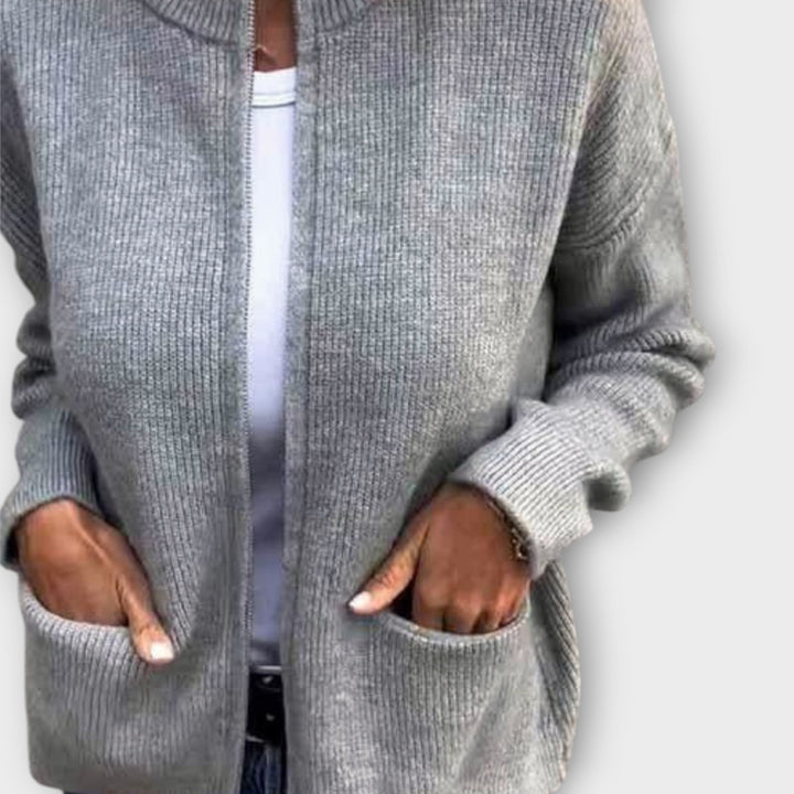 Relaxed Fit Open-Front Knit Cardigan