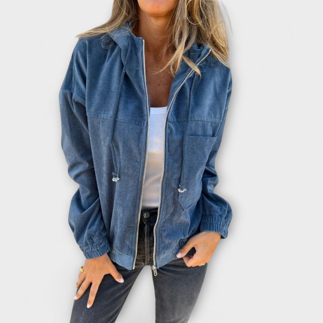 Ella - Quilted Fabric Hooded Jumpsuit with Zipper