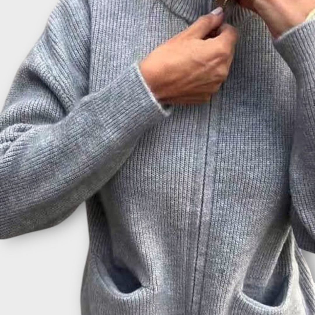 Relaxed Fit Open-Front Knit Cardigan