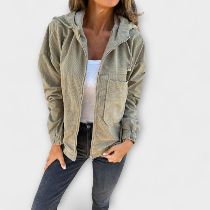 Ella - Quilted Fabric Hooded Jumpsuit with Zipper