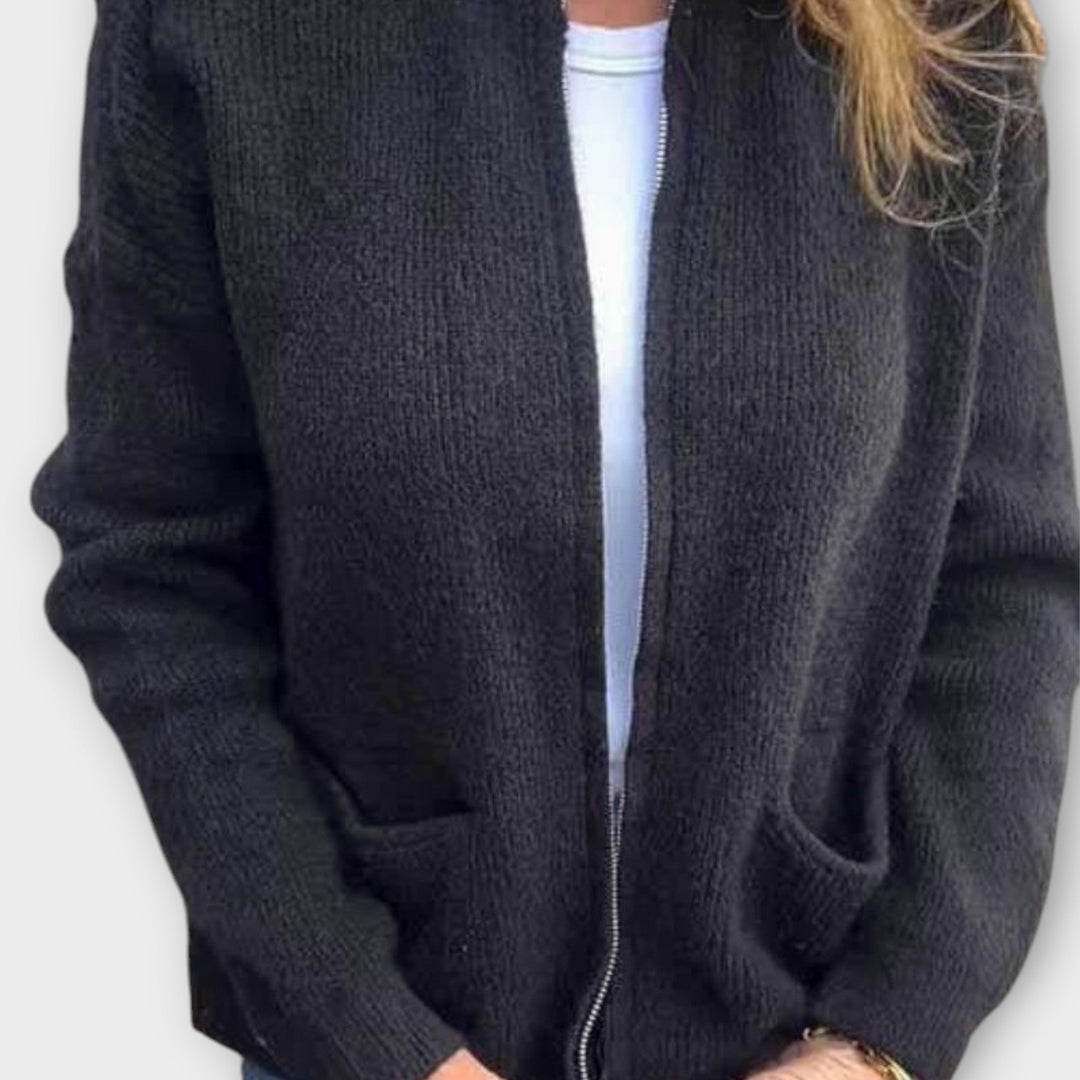 Relaxed Fit Open-Front Knit Cardigan