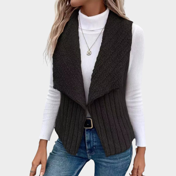 Textured Open-Front Layering Vest