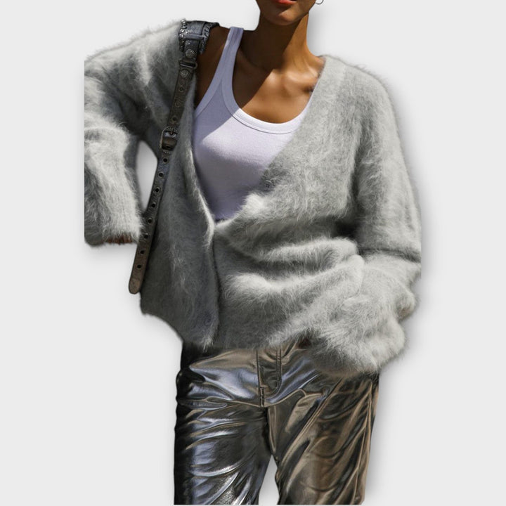 Chic Off-Shoulder Cozy Luxe Cardigan
