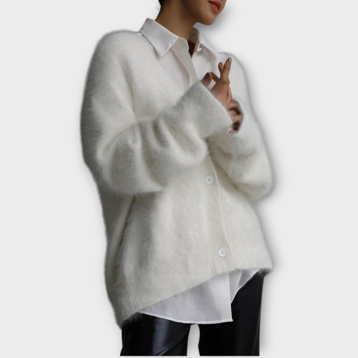 Chic Off-Shoulder Cozy Luxe Cardigan