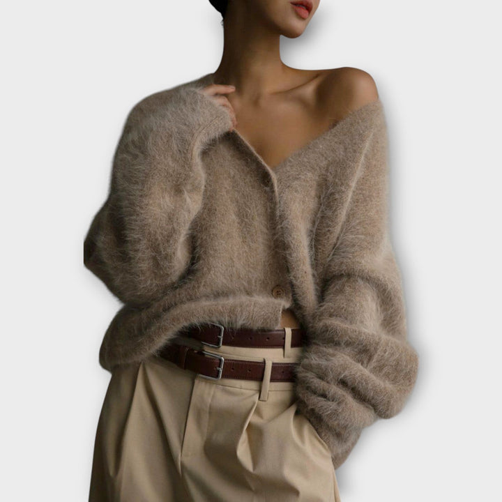 Chic Off-Shoulder Cozy Luxe Cardigan