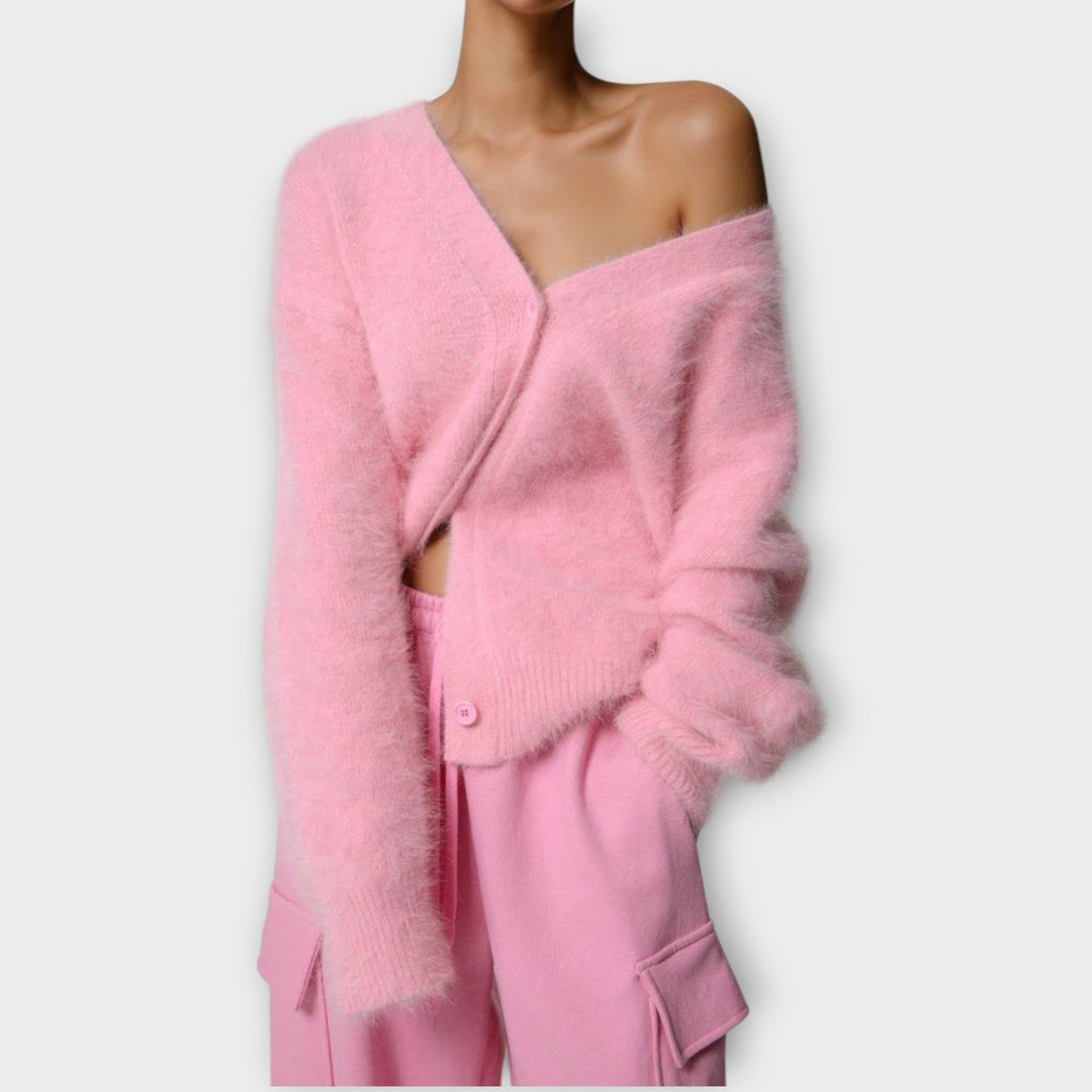 Chic Off-Shoulder Cozy Luxe Cardigan