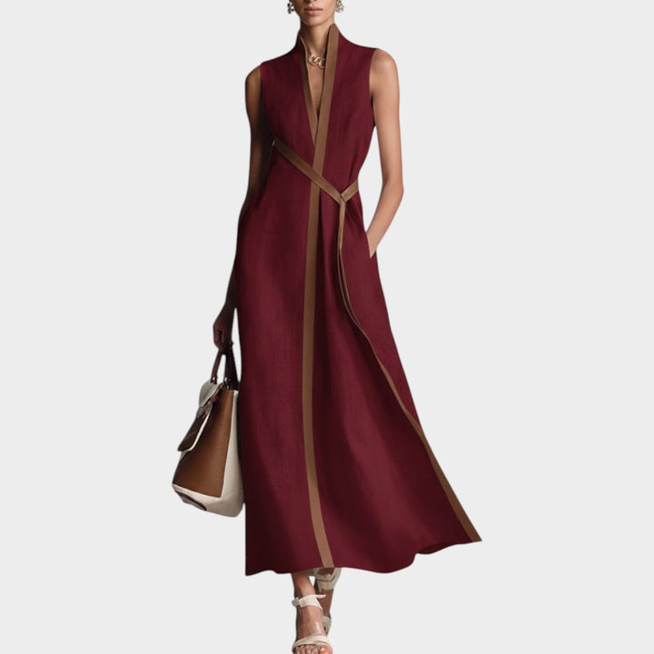 Modern Contrast Trim Maxi Dress