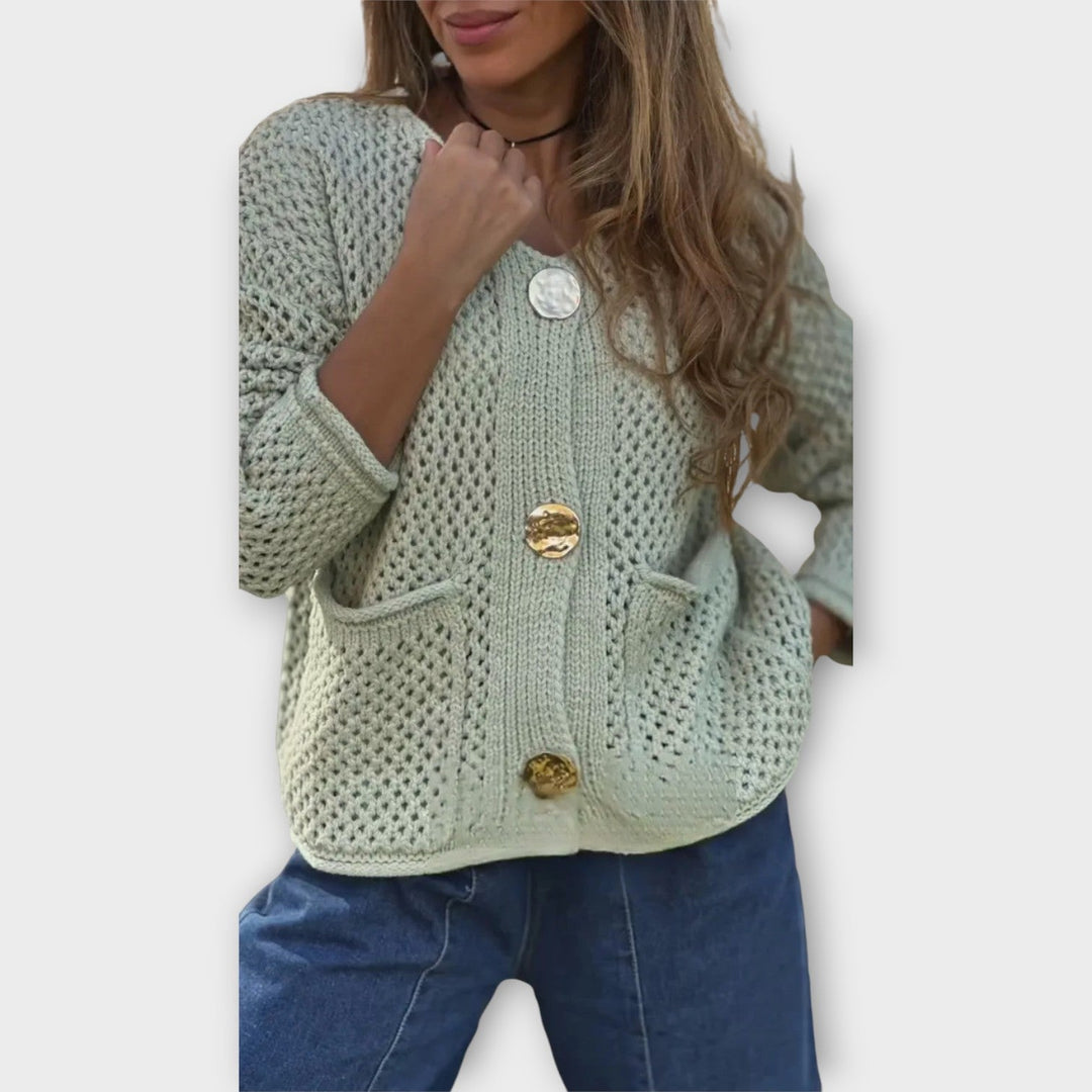 Soft Textured Knit Button-Up Cardigan