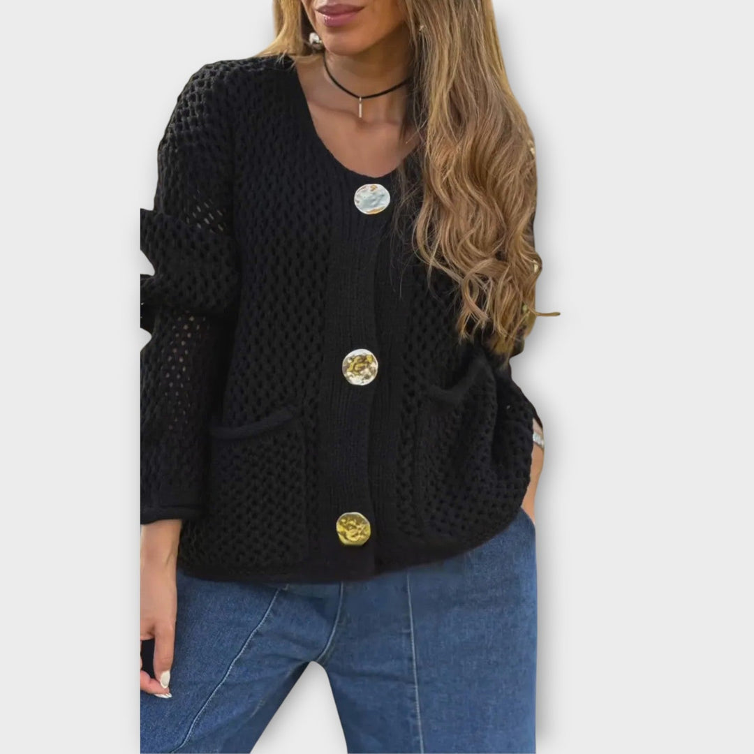 Soft Textured Knit Button-Up Cardigan