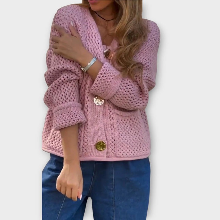 Soft Textured Knit Button-Up Cardigan