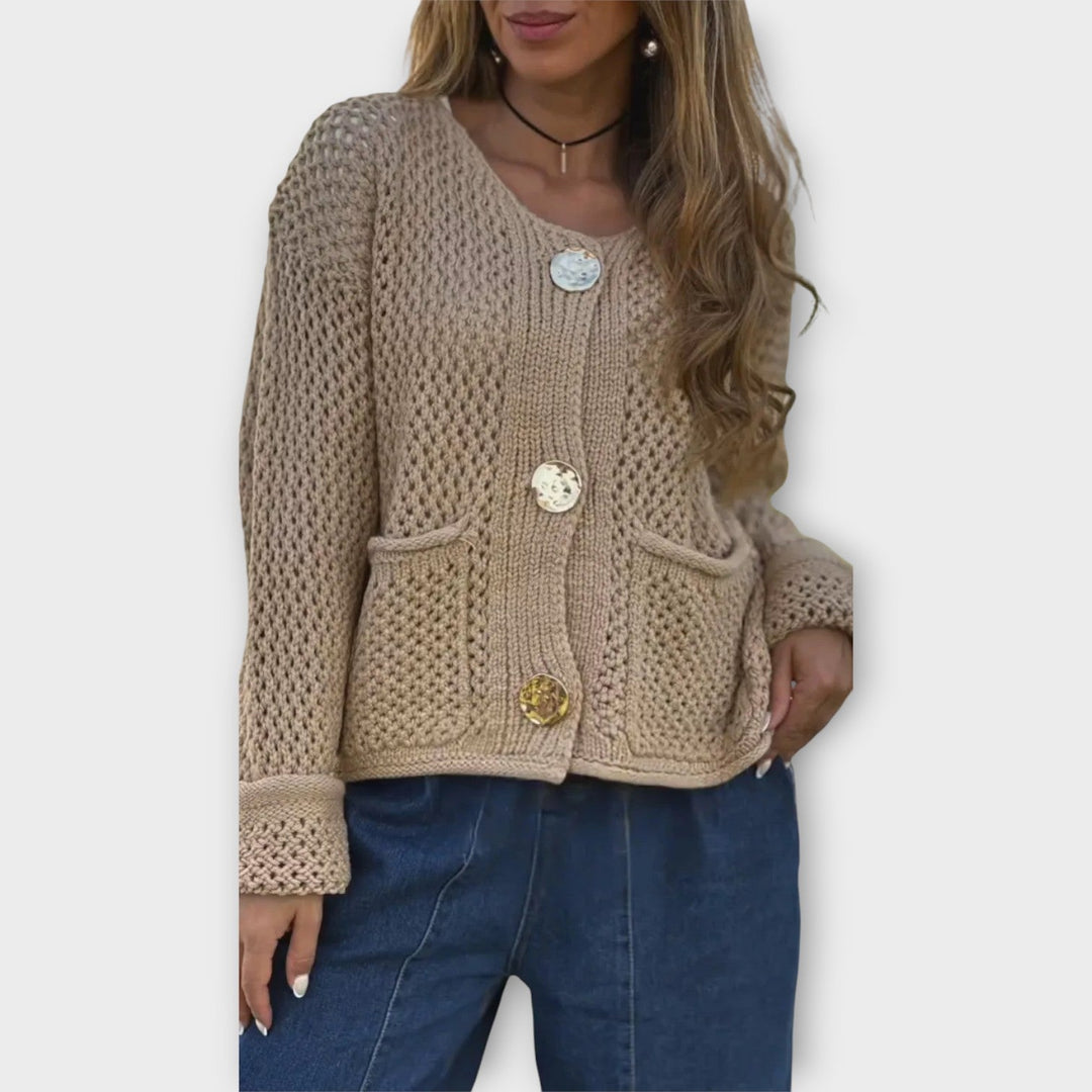 Soft Textured Knit Button-Up Cardigan