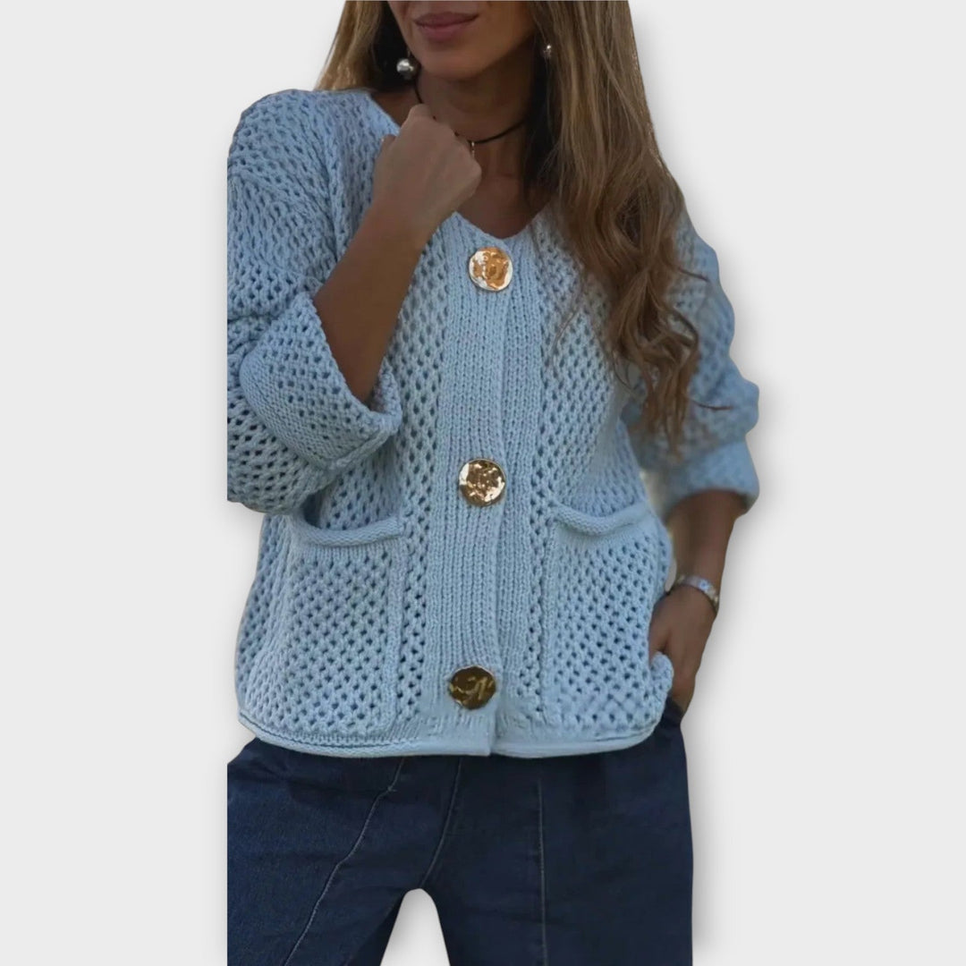 Soft Textured Knit Button-Up Cardigan