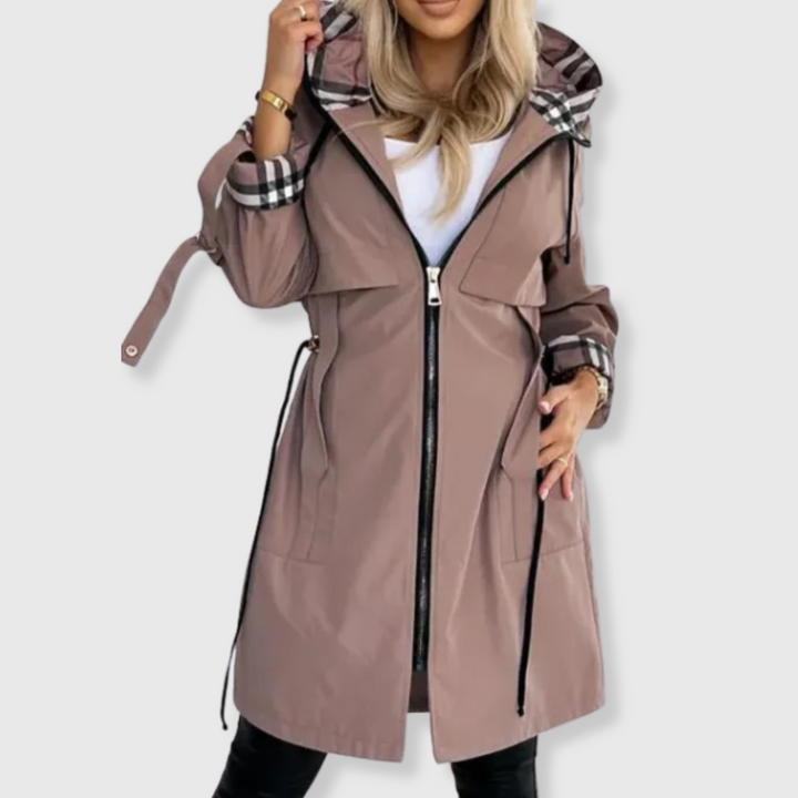 Chic Hooded Mid-Length Trench Coat