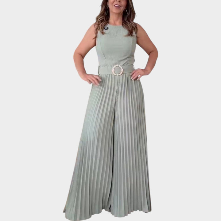 Pleated Wide-Leg Jumpsuit