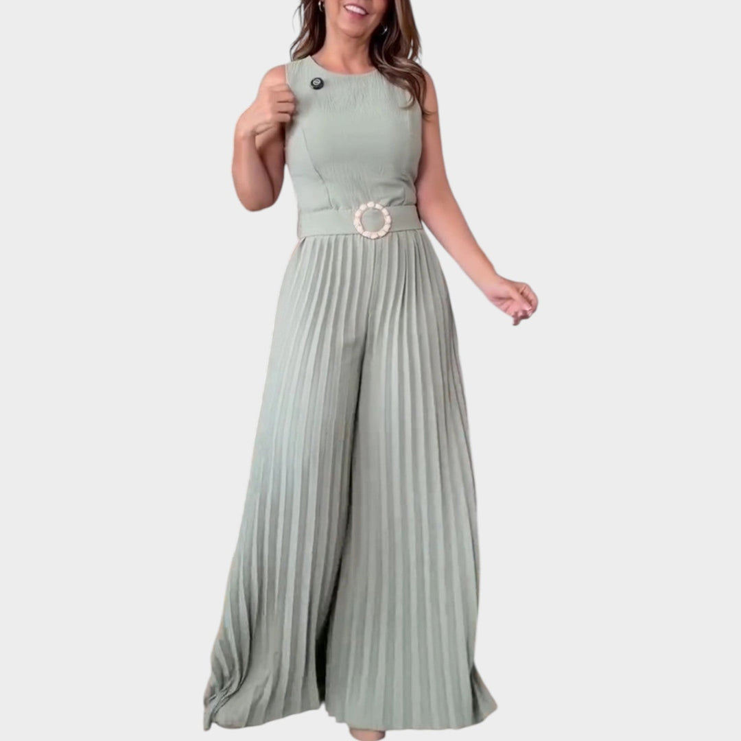 Pleated Wide-Leg Jumpsuit