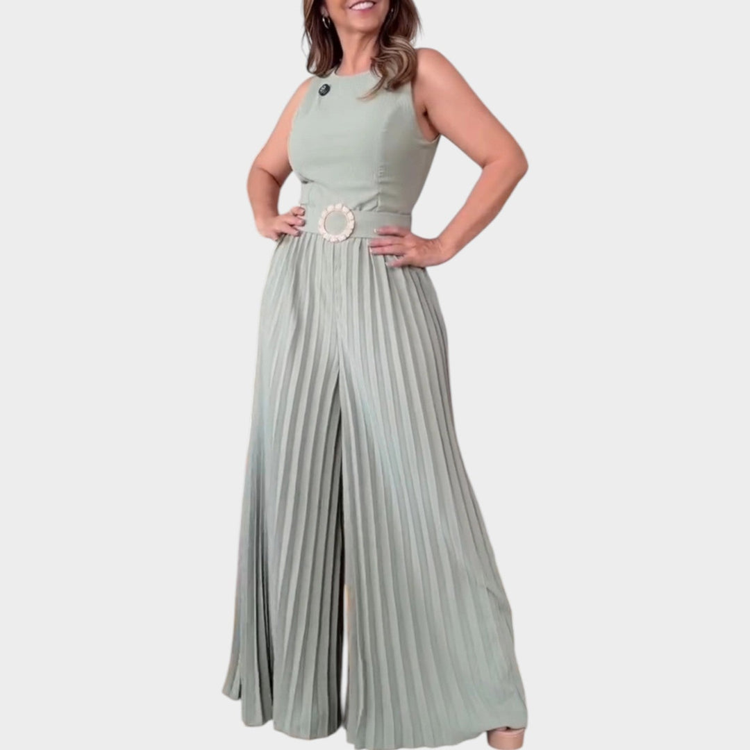 Pleated Wide-Leg Jumpsuit