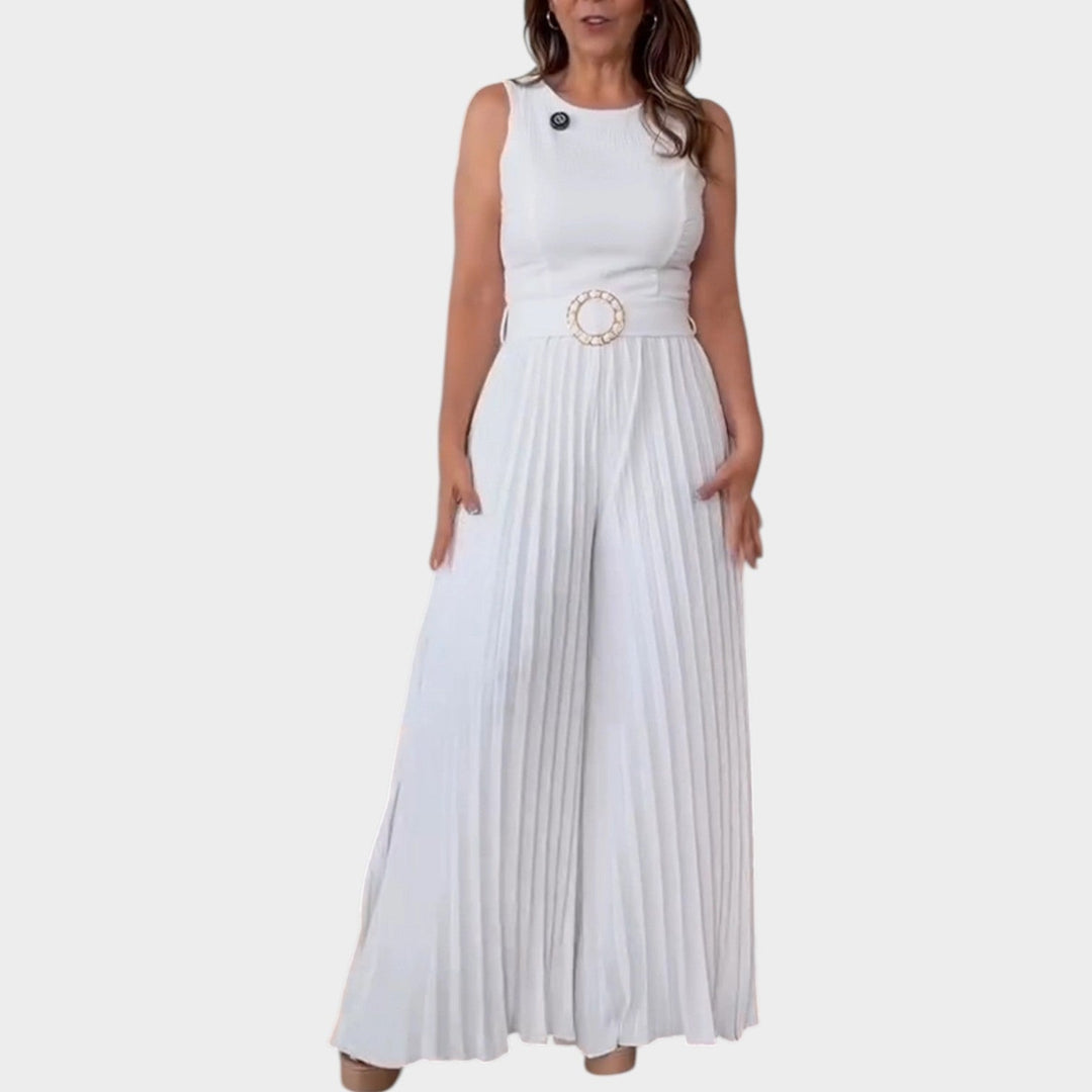 Pleated Wide-Leg Jumpsuit