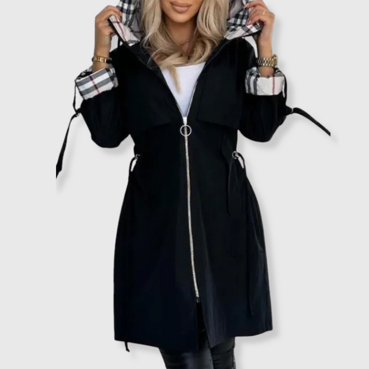 Chic Hooded Mid-Length Trench Coat