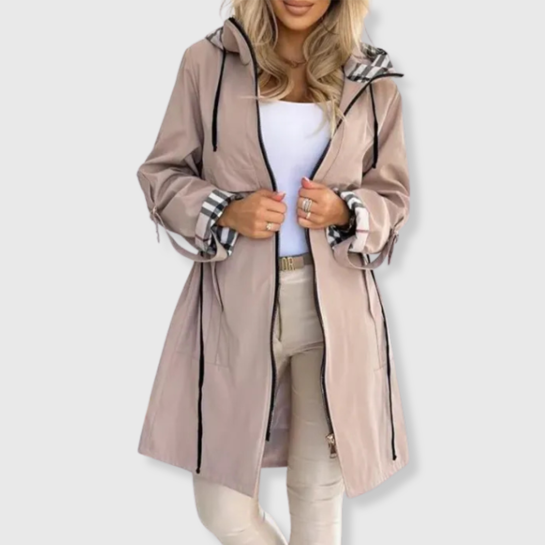 Chic Hooded Mid-Length Trench Coat