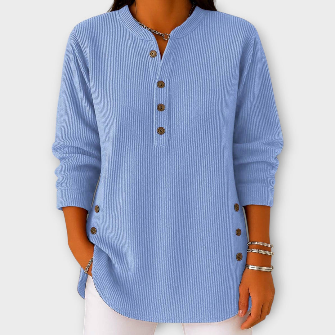 Timeless Knit Top with Button Accents