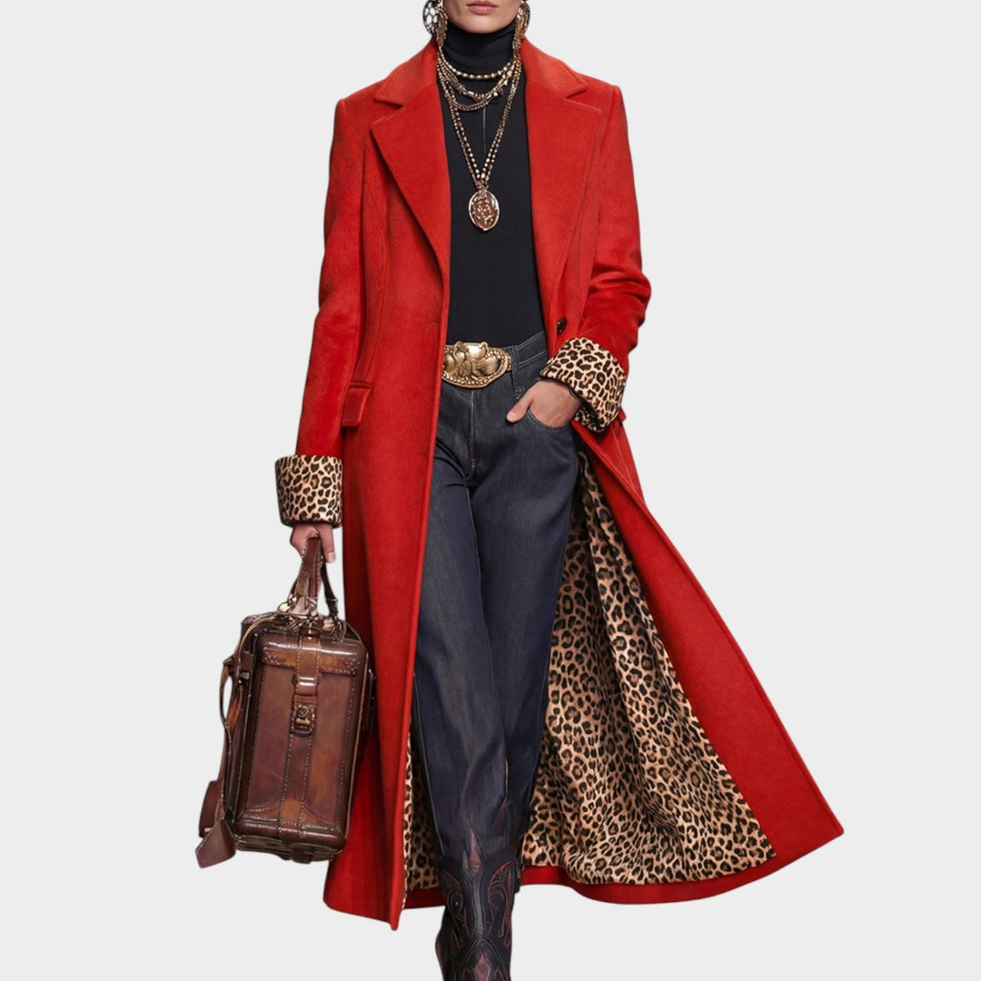 Bold Red Coat with Leopard Lining